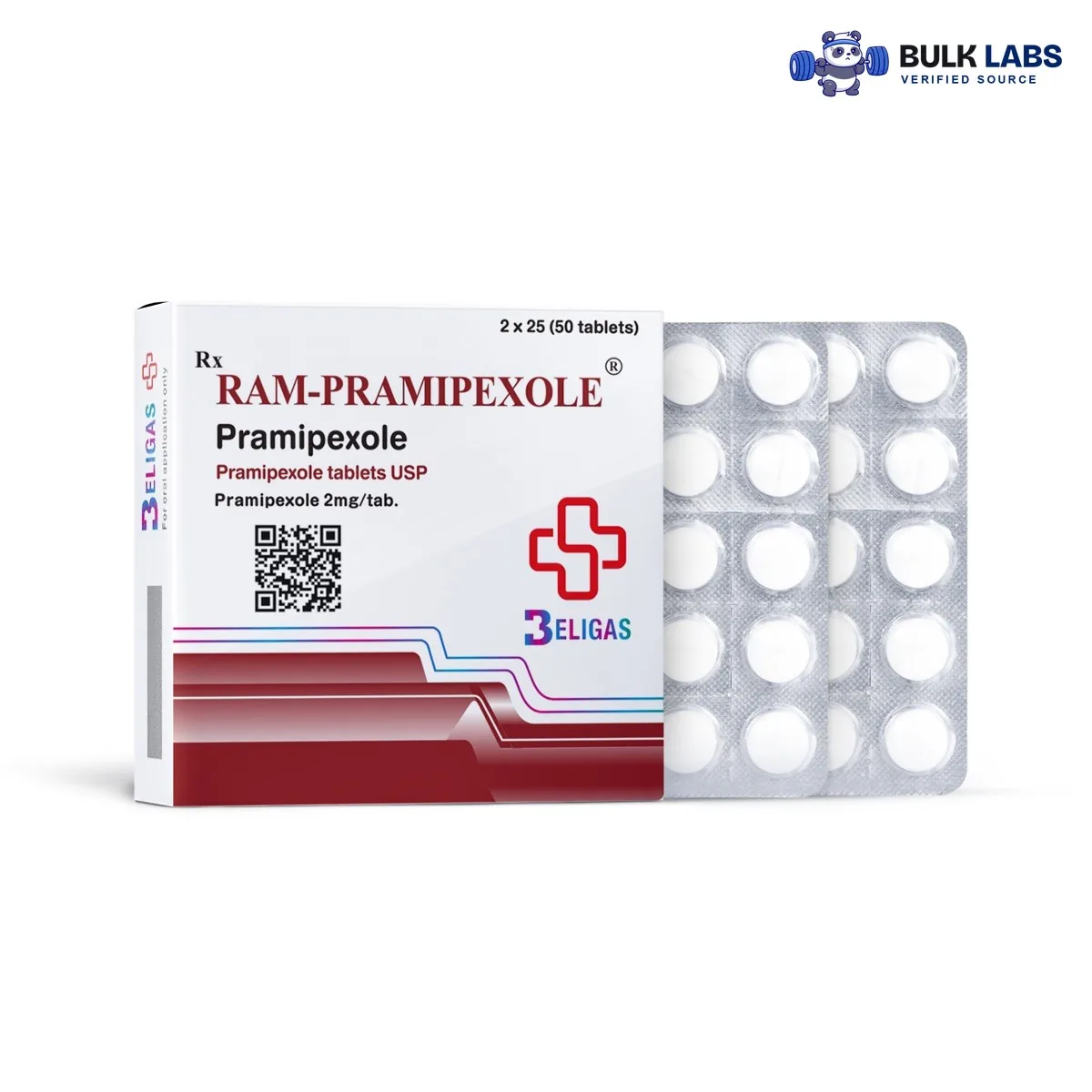 Beligas Ram Pramipexole (Mirapex) 50 tablets 2 mg